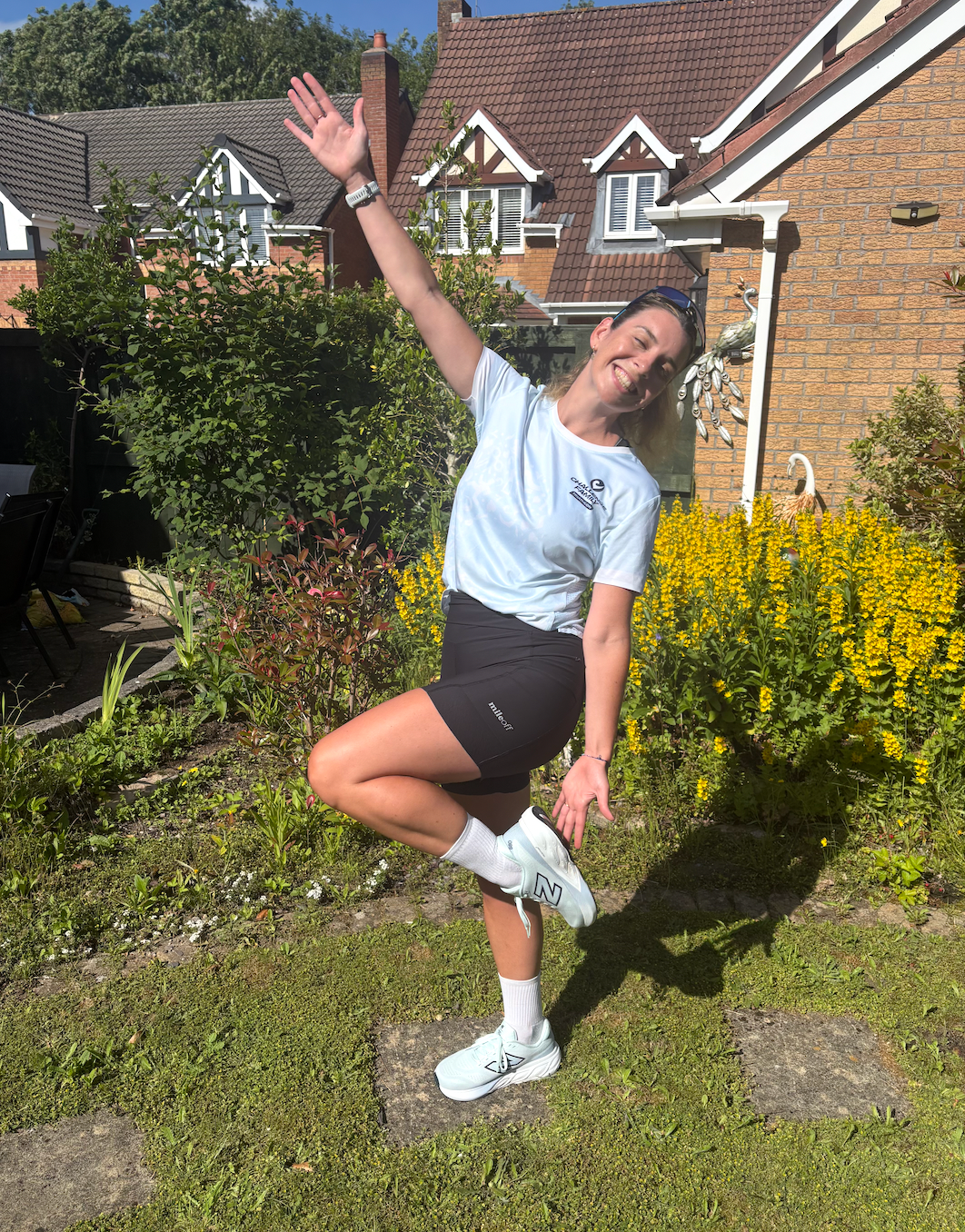 Alice wearing mileoff running shorts